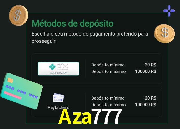 O cassino Aza777 oferece uma grande variedade de métodos de pagamento